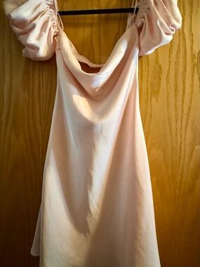 The Vintage Shop Pale Pink Satin Mini Dress